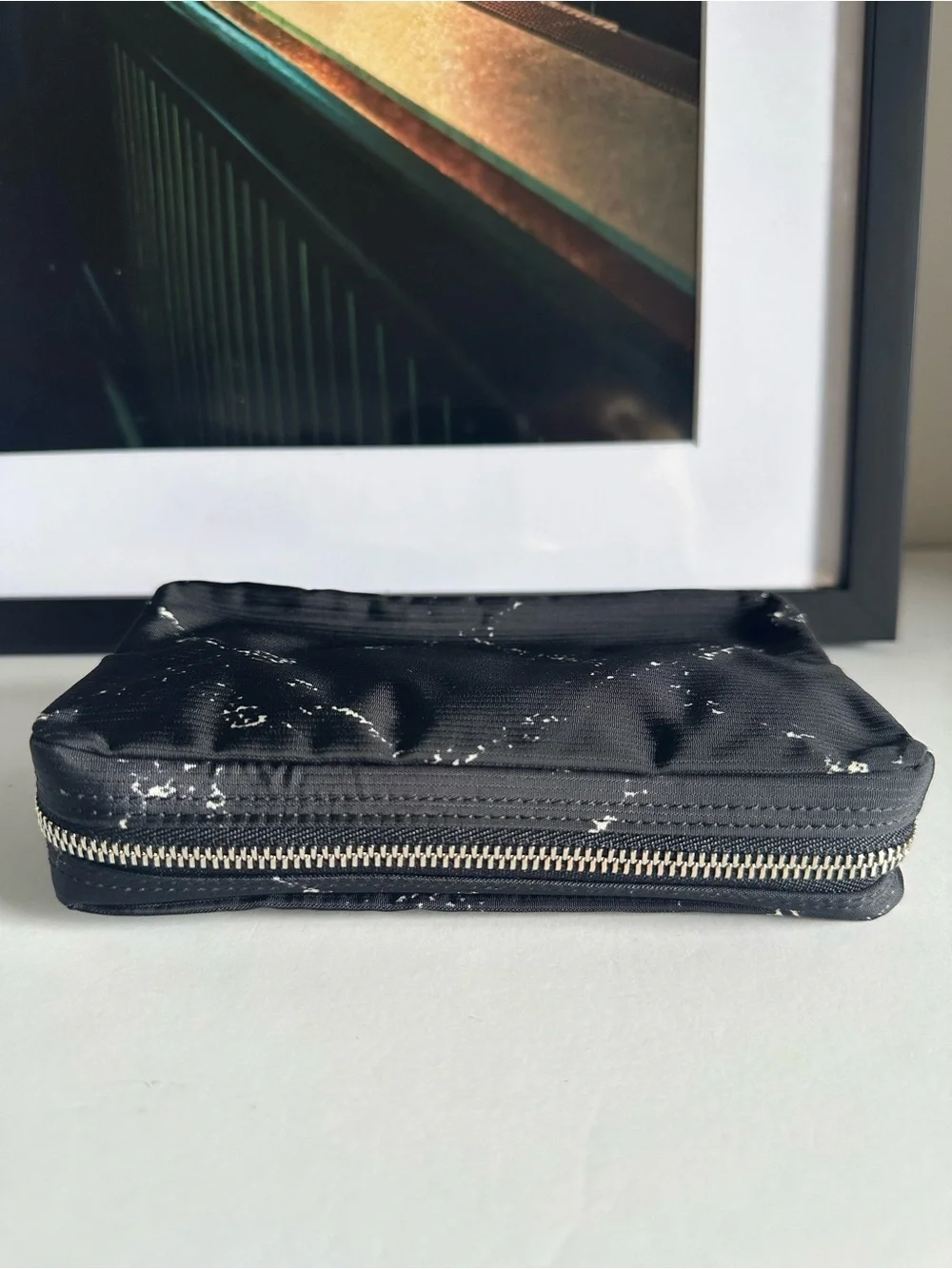 CHANEL Vintage Travel Line Jewelry Case Pouch Black Nylon Zip Organizer A11824